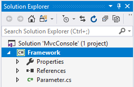 Solution MvcConsole với một project Framework (Class Library)