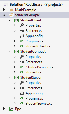 Các project và file mã nguồn cho StudentExample