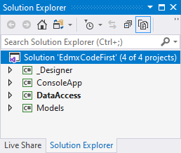 Các project trong solution edmx code-first